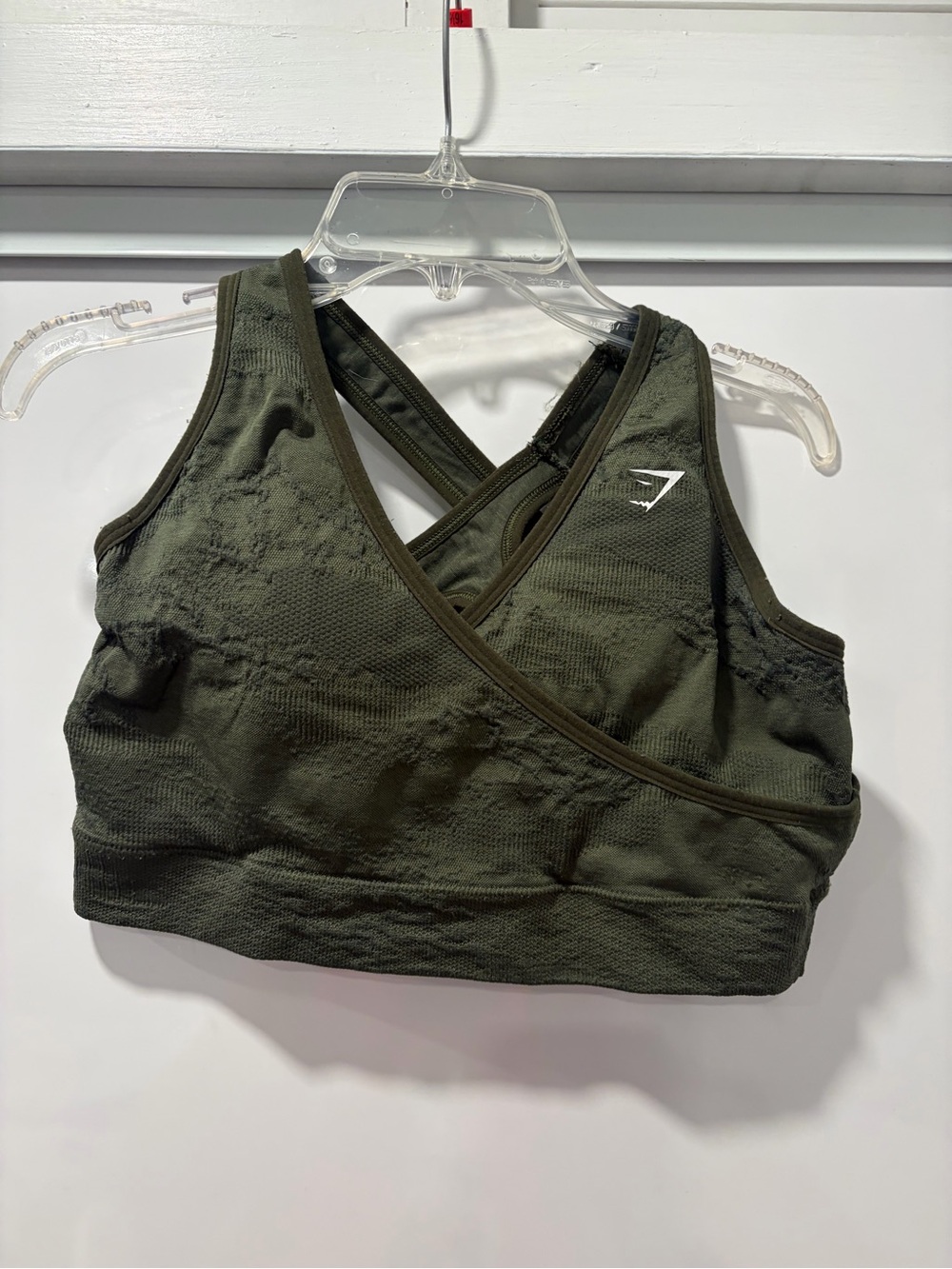 Gymshark adapt Olive Green Cross-Over Seamless Sports Bra